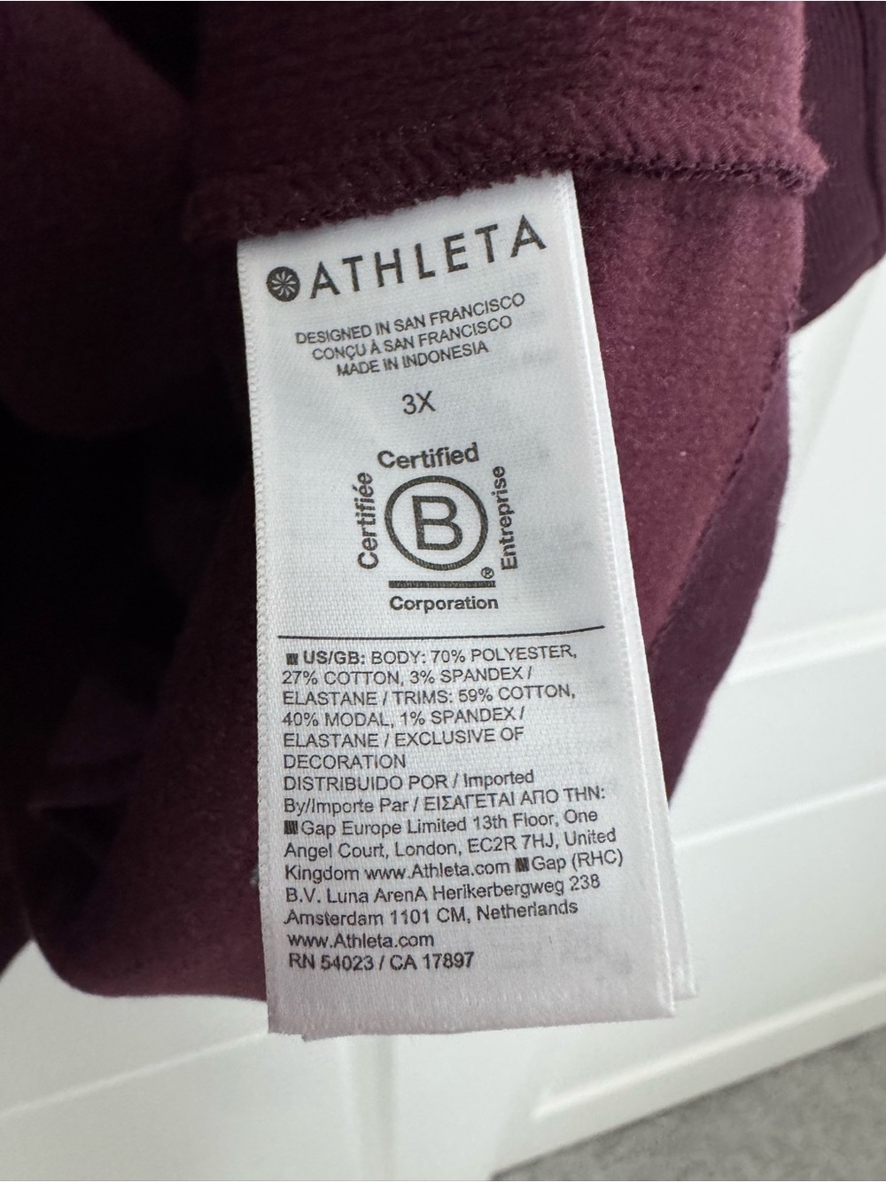 Athleta Quarter-Zip Oversized Sweatshirt Dress in Burgundy. Sz 3X - Picture 3 of 4
